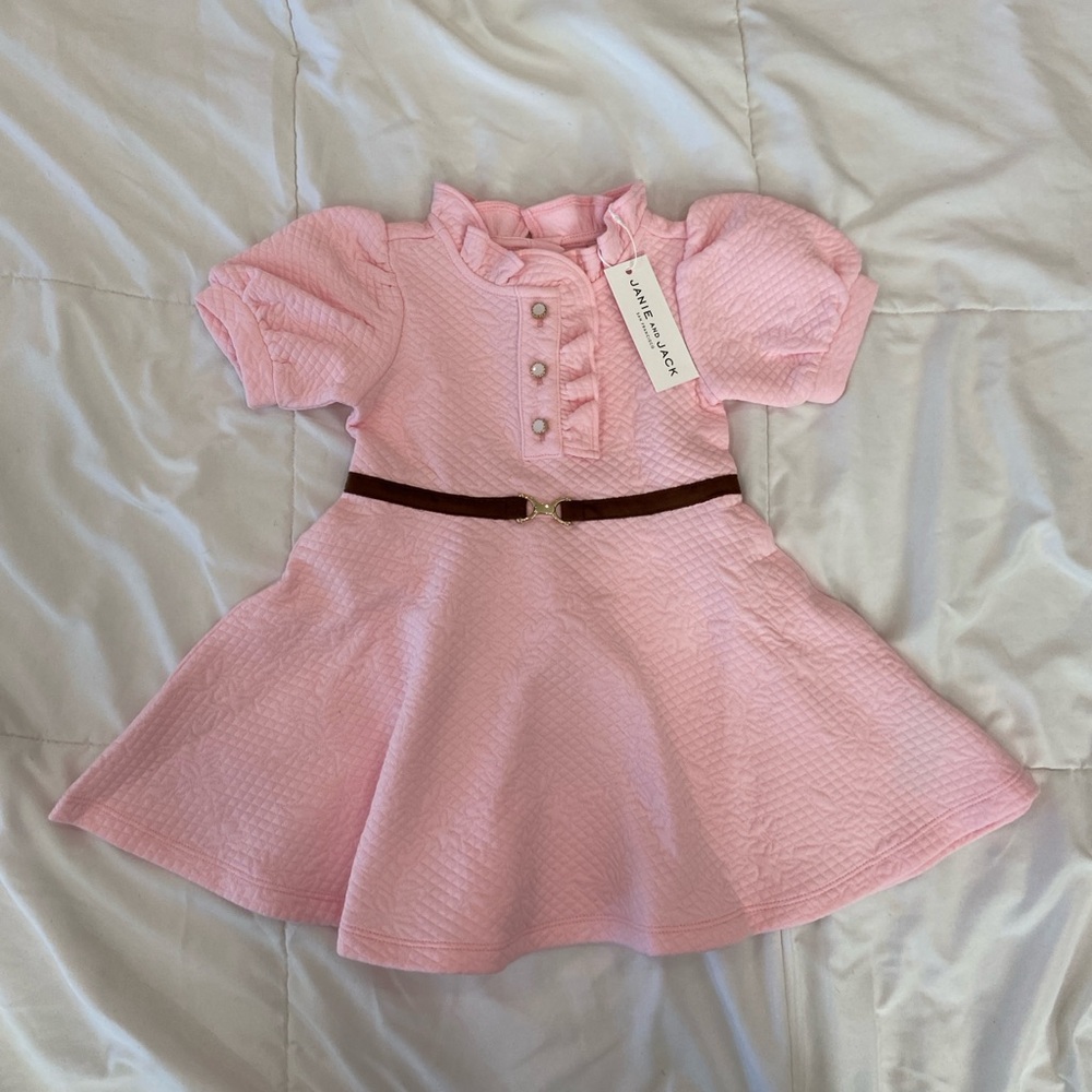 NWT Janie and Jack Pink Belted Dress, 18-24 months